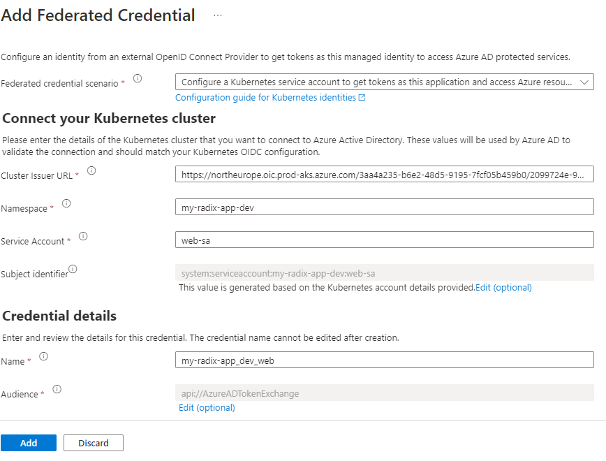 Add Federated Credentials