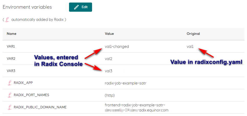 Edited environment variables