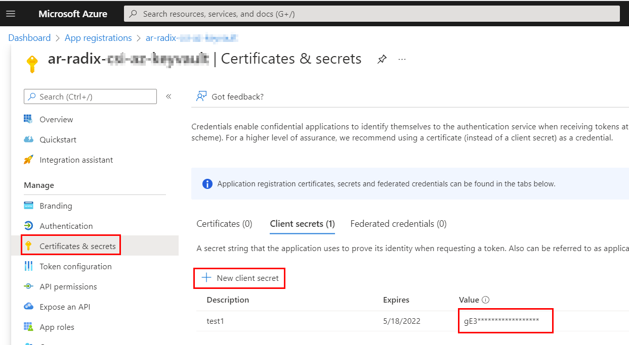 Get Azure App registration client-secret